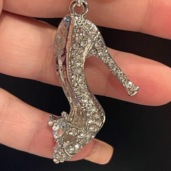 BAG CHARM  Sparkly Rhinestone Heel Set In Silver - Picture 4 of 5
